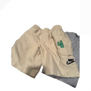 Nike Boys Athletic Shorts Bundle 3 Pack Tan Cargo Gray Black Size 4-5 Years